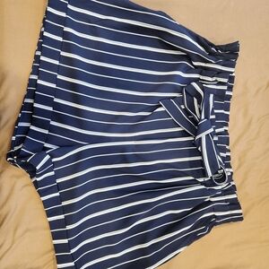 Navy Striped Women's Shorts